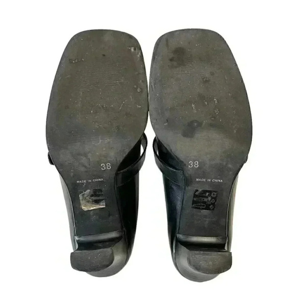 Vintage Spring High  Heel Mary Jane Pumps Genuine Leather Black Size 7.5 EU 38 - Picture 11 of 15